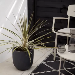 Verve Ammer Dark Grey Fibreclay Circular Plant Pot (Dia)28cm -Hozelock Shop verve ammer dark grey fibreclay circular plant pot dia 28cm5059340327662 01i