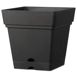 Verve Nurgul Dark Grey Plastic Square Plant Pot (Dia)38cm