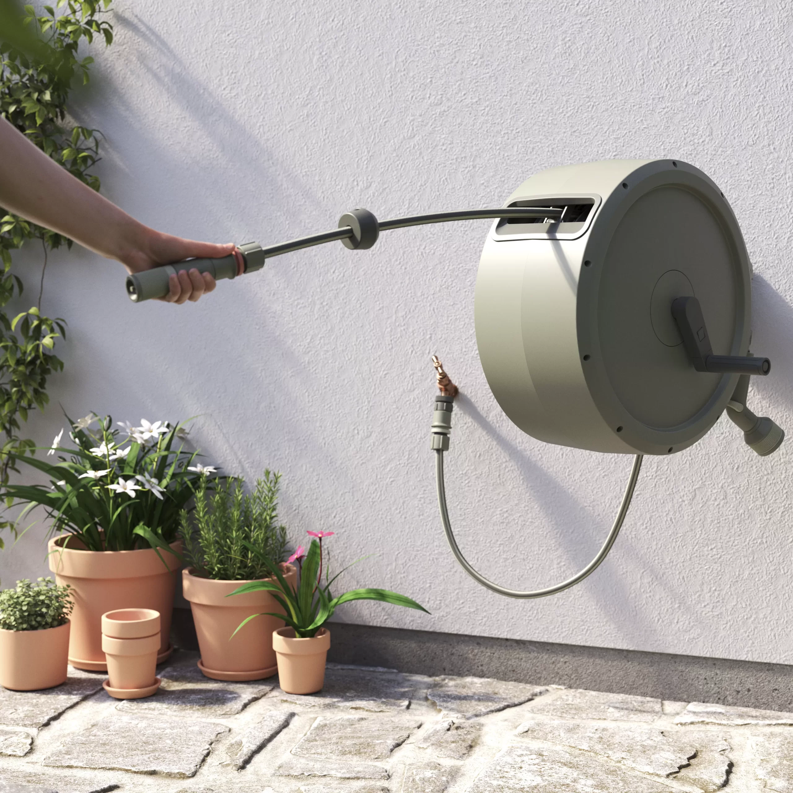 Verve Wall-mounted Manual Hose reel set (L)40m Verve Wall-mounted Manual Hose Reel Set (L)40m -Hozelock Shop verve wall mounted manual hose reel set l 40m5059340251004 03i scaled